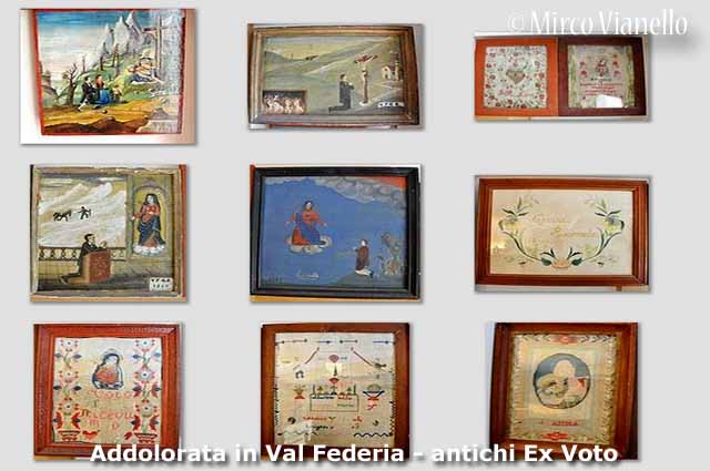 Chiesa dell'Addolorata in Val Federia - Livigno alcuni Ex voto Chiesa dell'Addolorata in Val Federia - Livigno - Ex voto