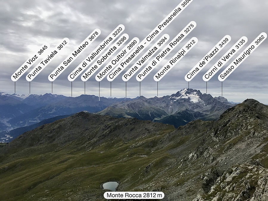 Dalla cima del Monte Rocca verso Cima Piazzi, Il San Matteo e altre montagne sopra Bormio Dalla cima del Monte Rocca verso Cima Piazzi, Il San Matteo e altre montagne sopra Bormio