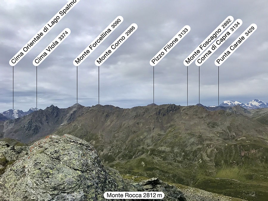 Dalla cima del Monte Rocca verso Cima Viola e il Monte Foscagno Dalla cima del Monte Rocca verso Cima Viola e il Monte Foscagno
