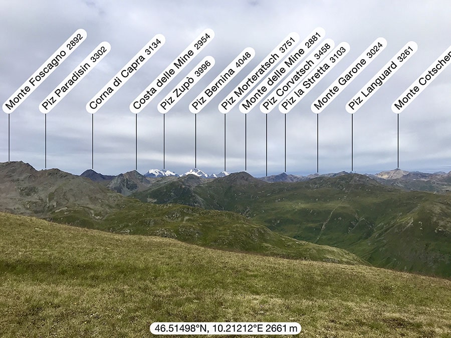 Vista verso il Gruppo del Bernina e il Monte Foscagno Vista verso il Gruppo del Bernina e il Monte Foscagno