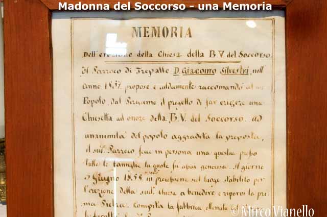 Chiesa della Madonna del Soccorso - Trepalle - la proposta di costruzione della chiesa scritta di penna dal parroco del tempo Don Giacomo Silvestri Chiesa della Madonna del Soccorso - Trepalle - Memoria della proposta di costruzione della chiesa