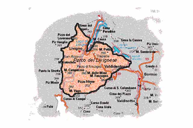 Livigno - Territorio - Cartina ipotetico Parco del Livignese