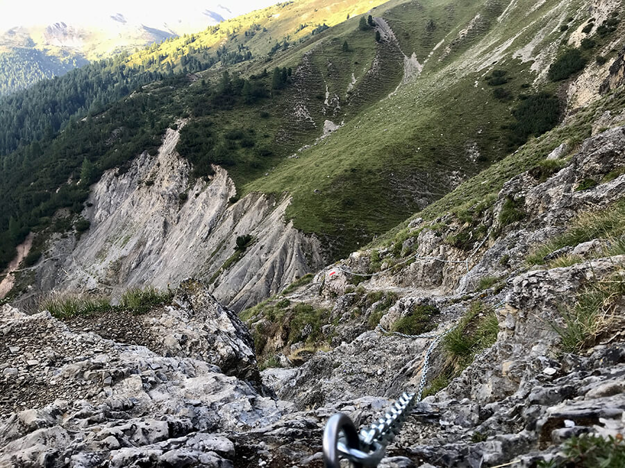 La catena guardando all'indietro superate le rocce