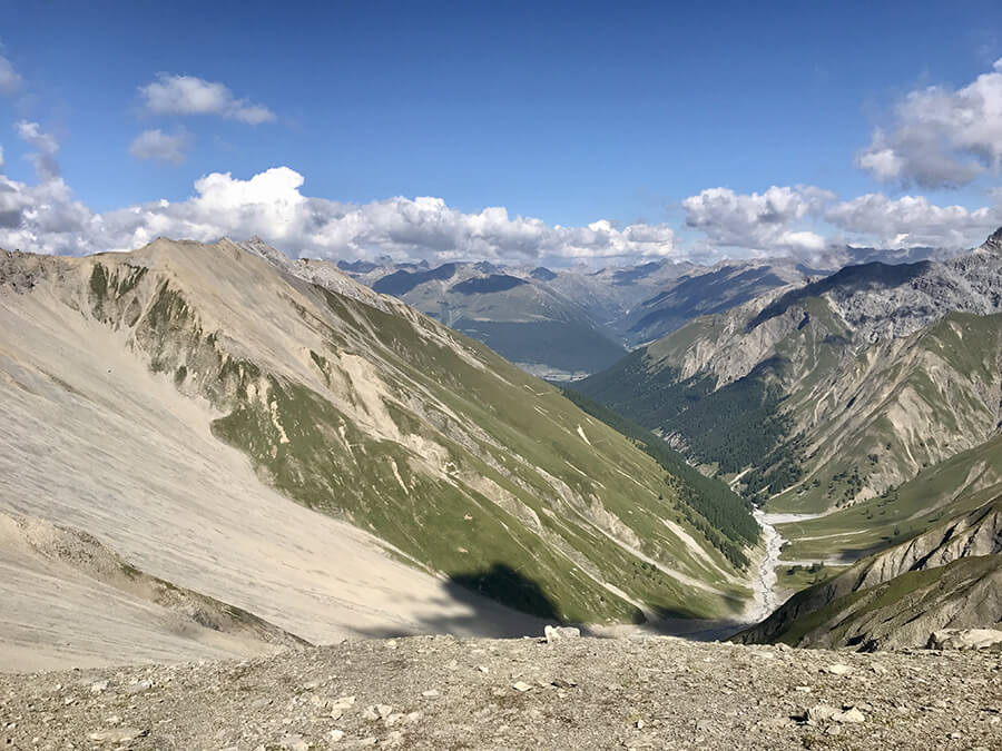 Bocheta da Tropion - Panorama verso la Val Tropione Svizzera verso Schanf