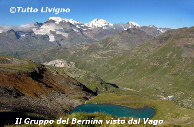 Veduta sul lago con lo sfondo del Gruppo del Bernina Veduta sul lago con lo sfondo del Gruppo del Bernina
